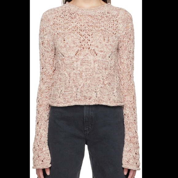 Acne Studios Koreal Open Knit Crop Organic Cotton & Recycled Nylon Sweater - Picture 1 of 4